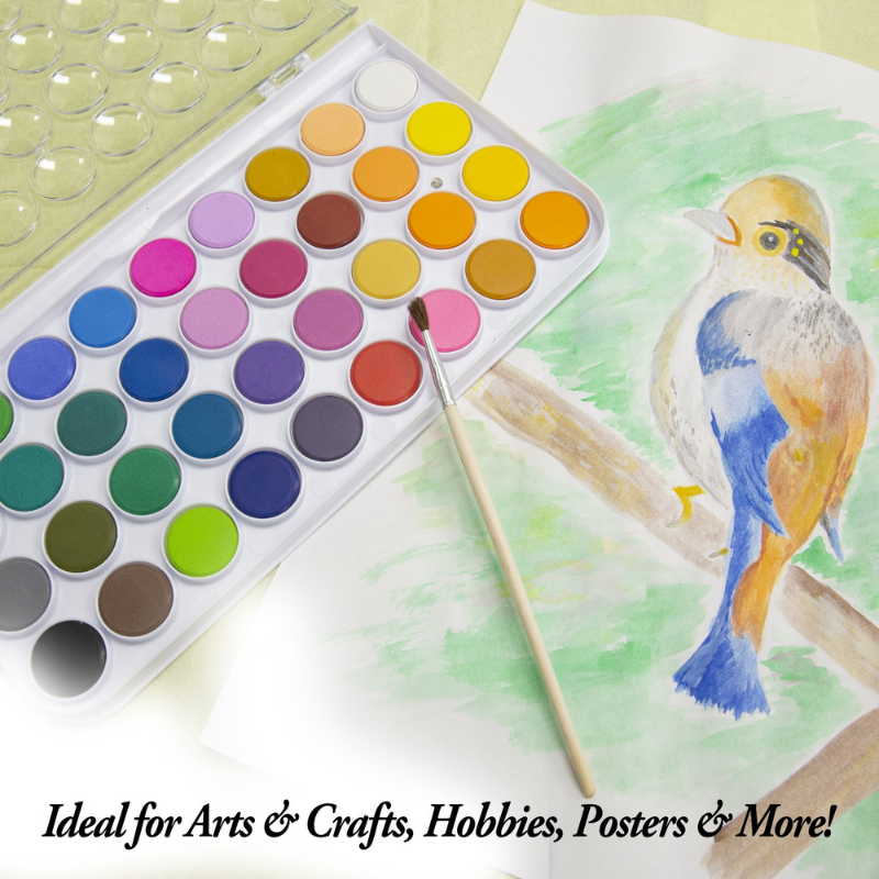 BAZIC 36 Colour Watercolour Paint with Brush