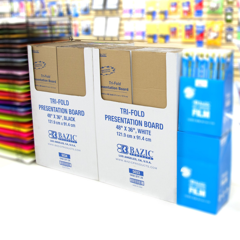 BAZIC 36" X 48" Assorted Colour Tri-Fold Corrugated Presentation Board