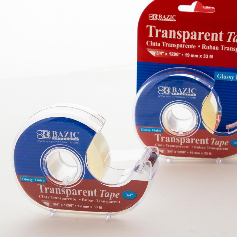 BAZIC 3/4" X 1296" Transparent Tape w/ Dispenser