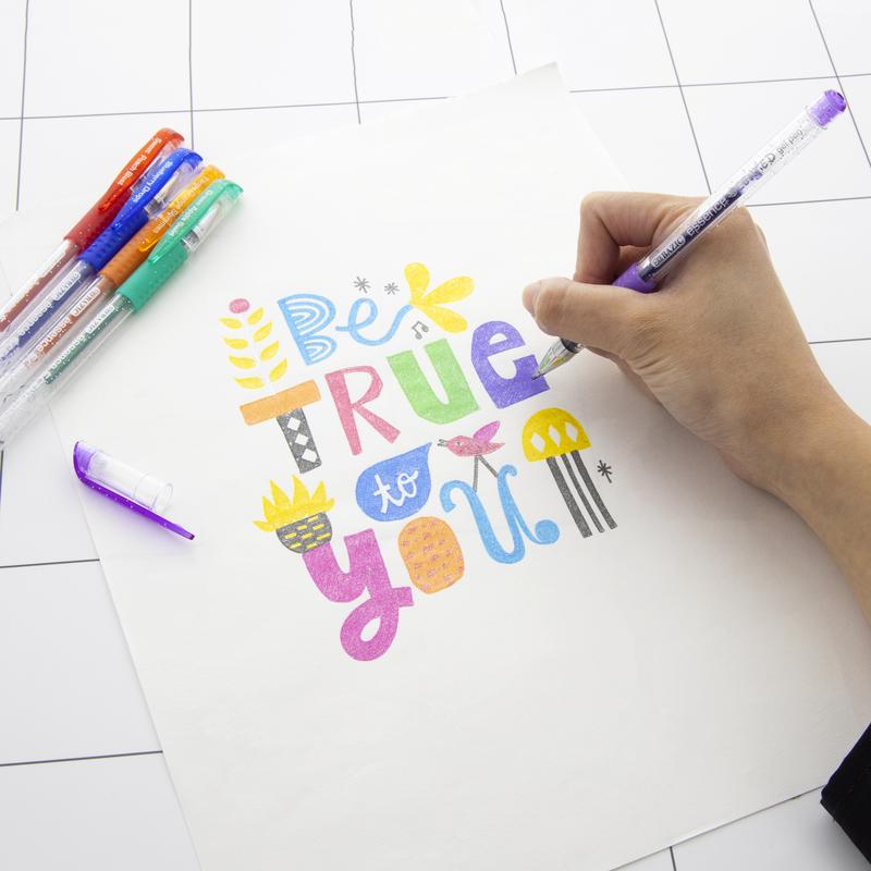 BAZIC 5 Scented Glitter Color Essence Gel Pen w/ Cushion Grip