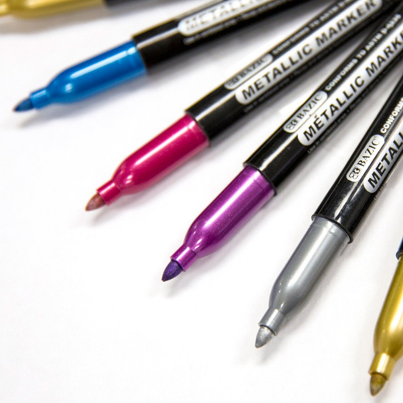 BAZIC Coloured Metallic Markers (6/Pack)