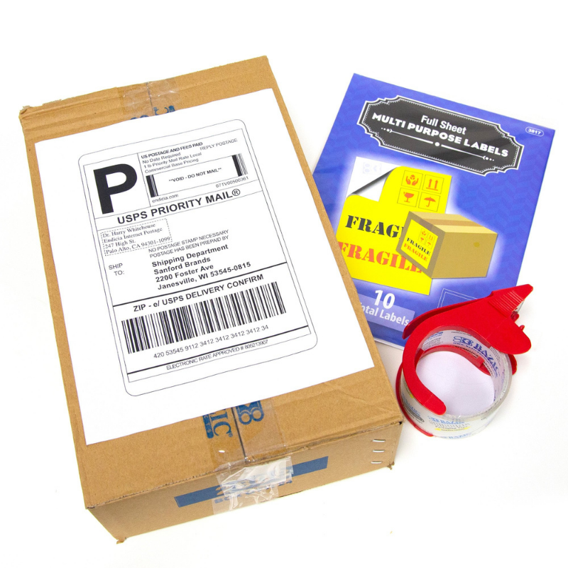 BAZIC 8.5" X 11" Full Sheet White Multipurpose Labels (10/Pk)