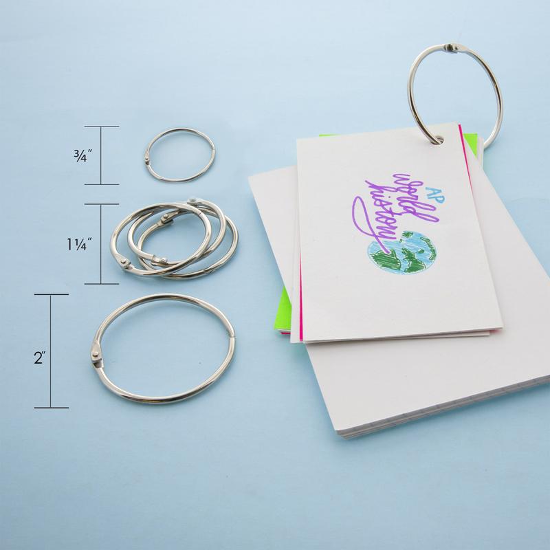 BAZIC Assorted Size Metal Book Rings (10/Pack)