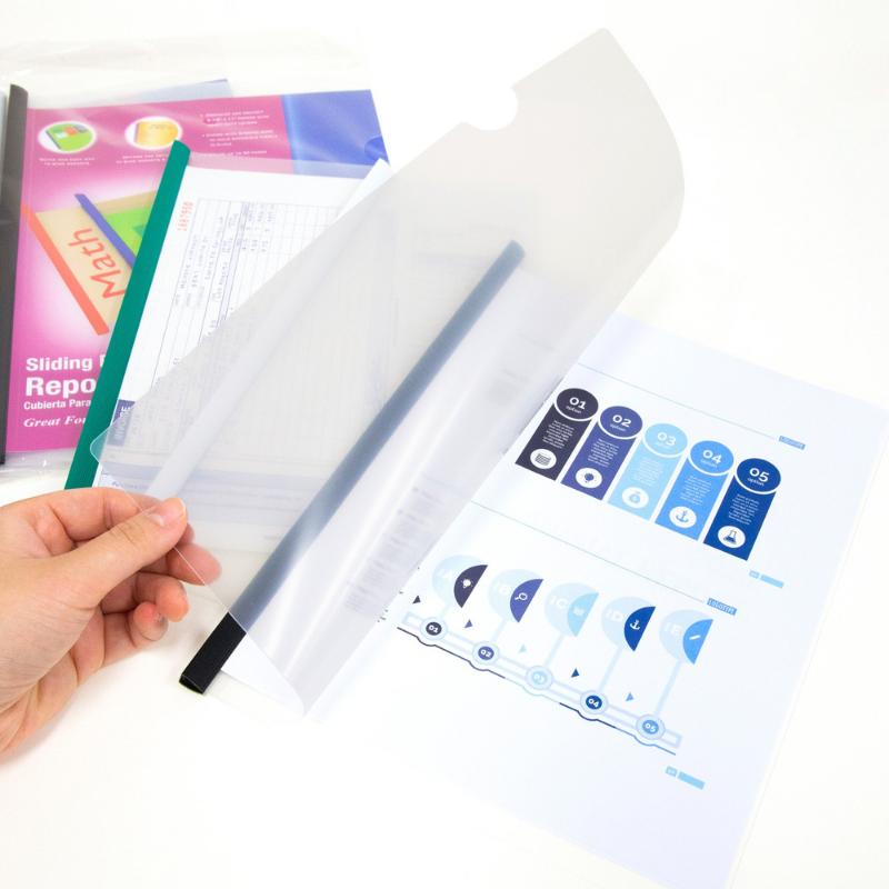 BAZIC Clear Front Report Covers w/ Sliding Bar (3/Pack)