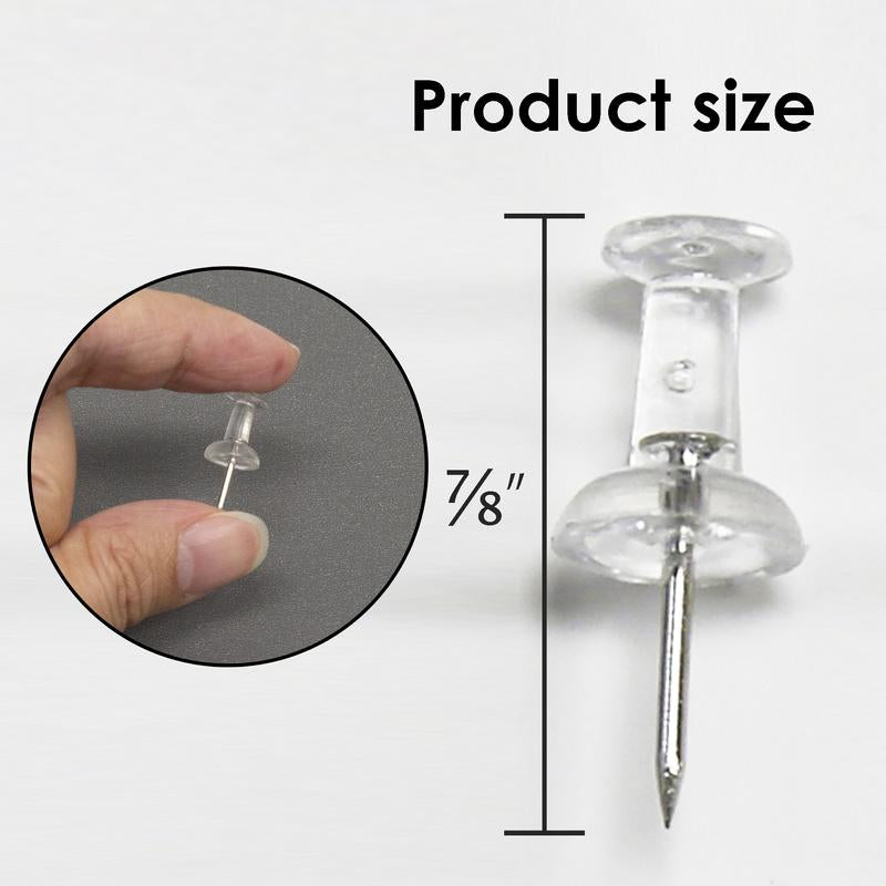 BAZIC Clear Transparent Push Pins (100/Pack)