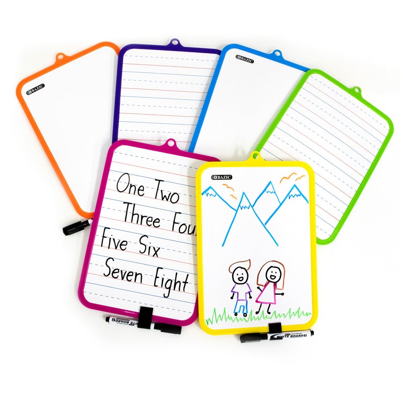 BAZIC 7.4" X 10.3" Double Sided Dry Erase Learning Board w/ Marker