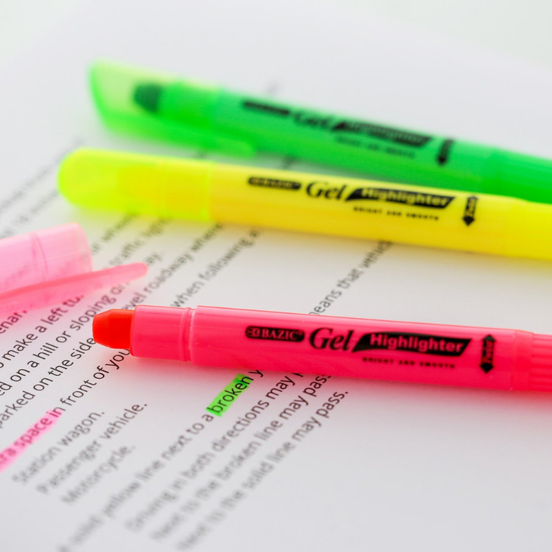 BAZIC 5 Colour Gel Fluorescent Highlighter