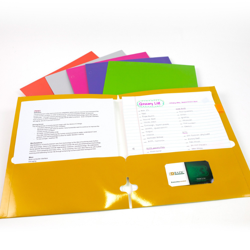 BAZIC Metallic Colour 2-Pockets Portfolios