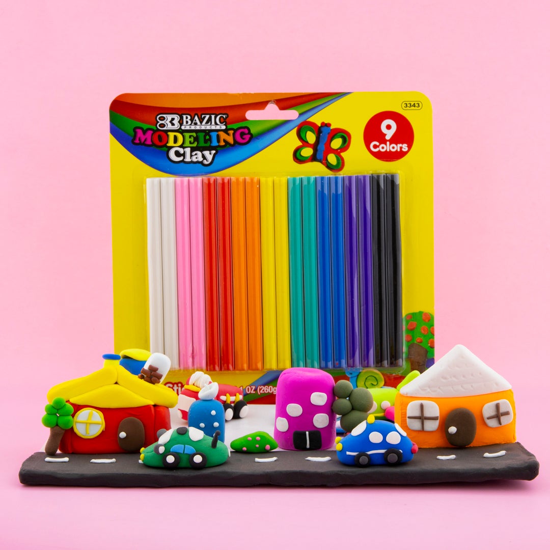 BAZIC 260g Modeling Clay Sticks (9 Colours/Pack)