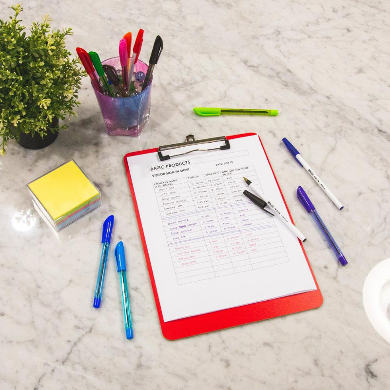 BAZIC Nova Red Colour Stick Pen (12/Pack)