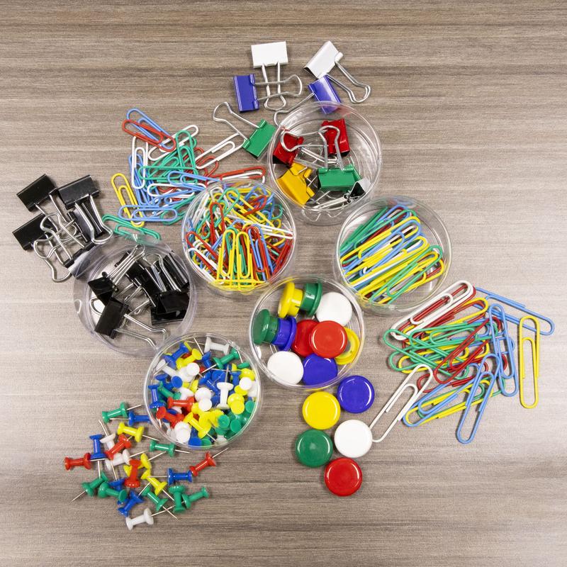 BAZIC Push Pin, Paper Clip, Binder Clip, Magnetic Button Combo Sets