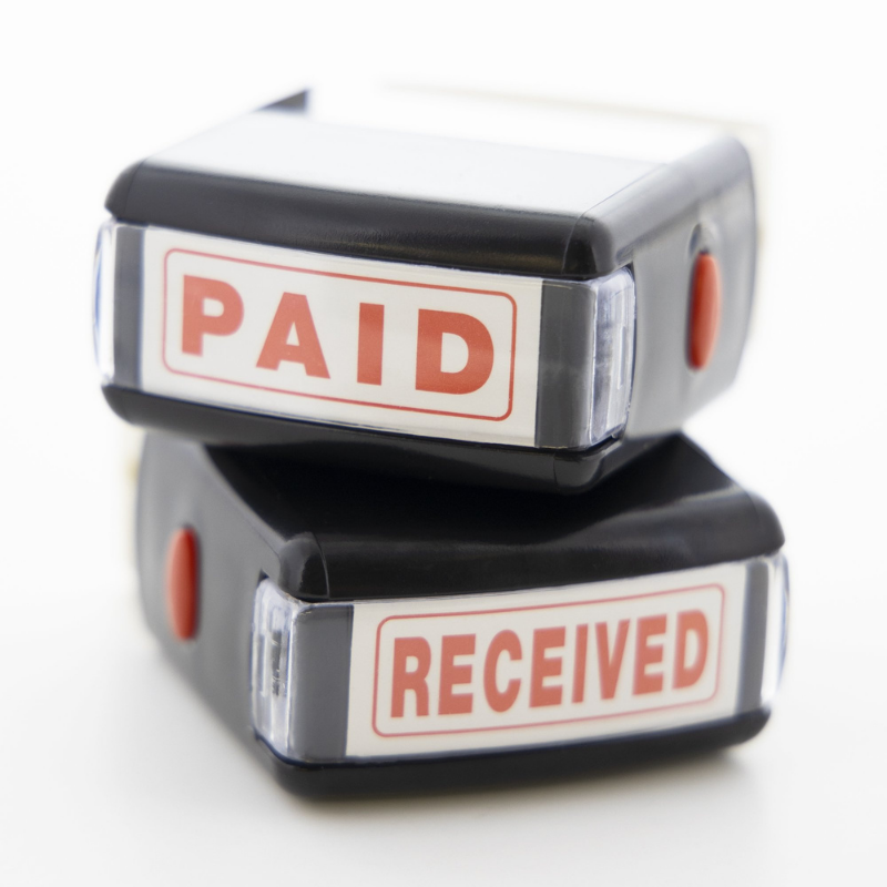 BAZIC Paid Self Inking Rubber Stamp (Red Ink)