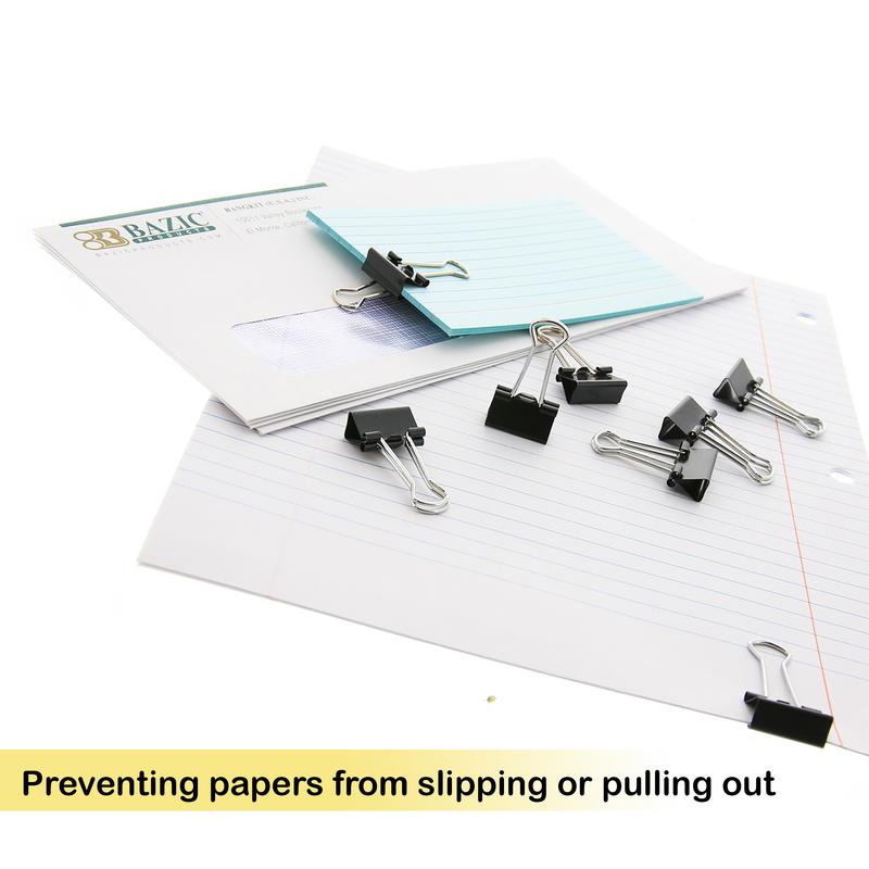 BAZIC Small 3/4" (19mm) Black Binder Clip (12/Pack)
