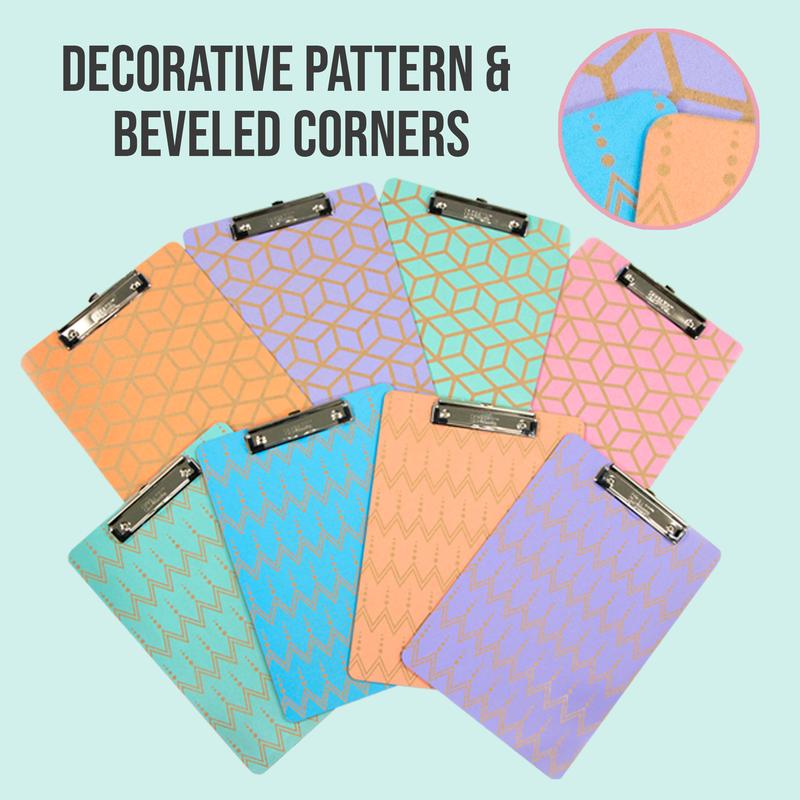 BAZIC Standard Size Vintage Hardboard Clipboard w/ Low Profile Clip - Chevron