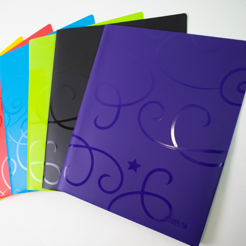 BAZIC Swirl Embossed 2-Pockets Poly Portfolio