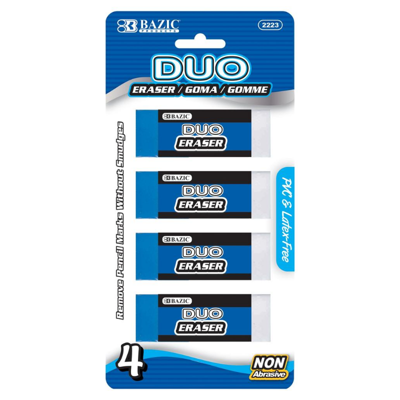 BAZIC Two-Tone Eraser (4/Pack)
