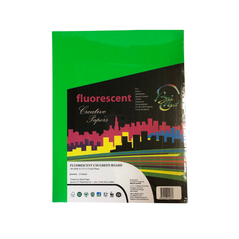 BriCha 185gsm Coloured Board (25 Sheets) - 8.5" x 11"