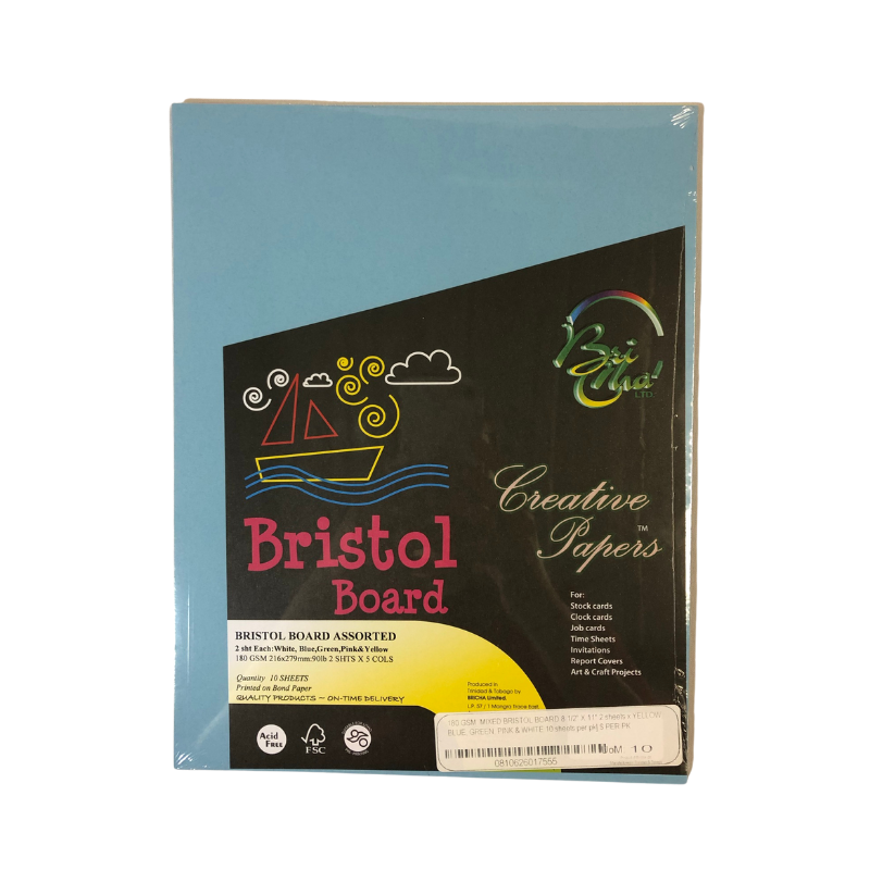 BriCha 180gsm Bristol Board (10 Sheets) - 8.5" x 11"