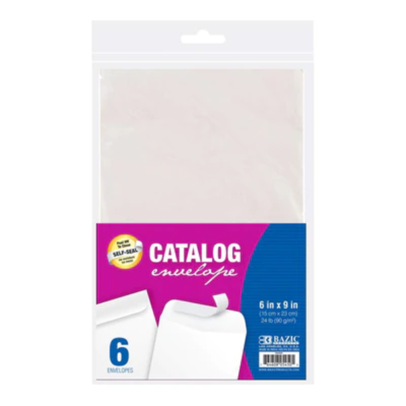 BAZIC 9" x 6" SelfSeal White Catalog Envelope (6/Pack) The Up Shop