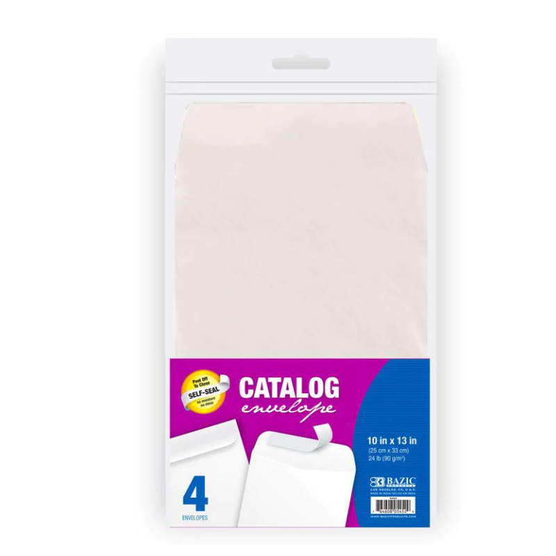 BAZIC 10" X 13" SelfSeal White Catalog Envelope (4/Pack) The Up Shop
