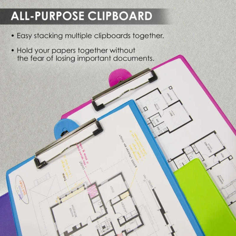 BAZIC Bright Colour PVC Standard Clipboard w/ Low Profile Clip