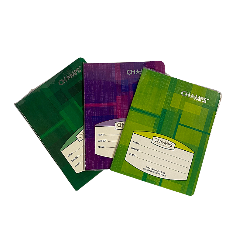 Champs Exercise Book With Clear Jacket Cover - Big Line - 8" x 6¼" - 28shts / 56pgs