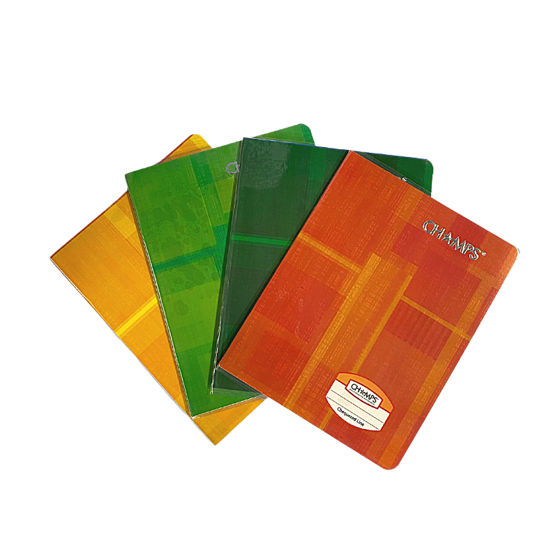 Champs Exercise Book With Clear Jacket Cover - Chequered Line - 8" x 6¼" - 28shts / 56pgs