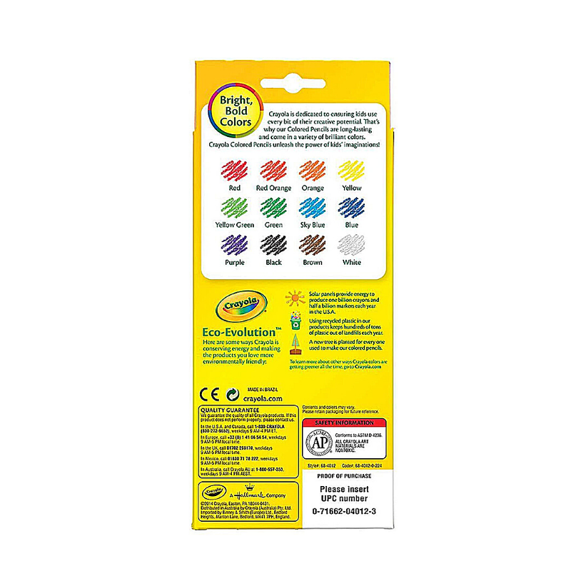 Crayola Long Coloured Pencils (12/Pack)