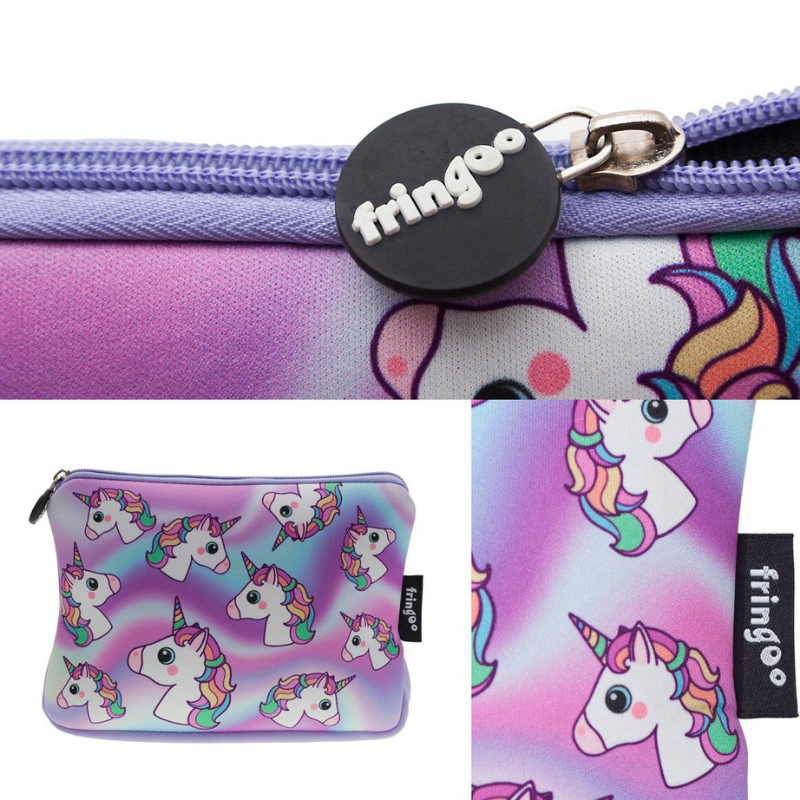 Fringoo Large Soft Neoprene Pencil Case - Hologram Unicorn