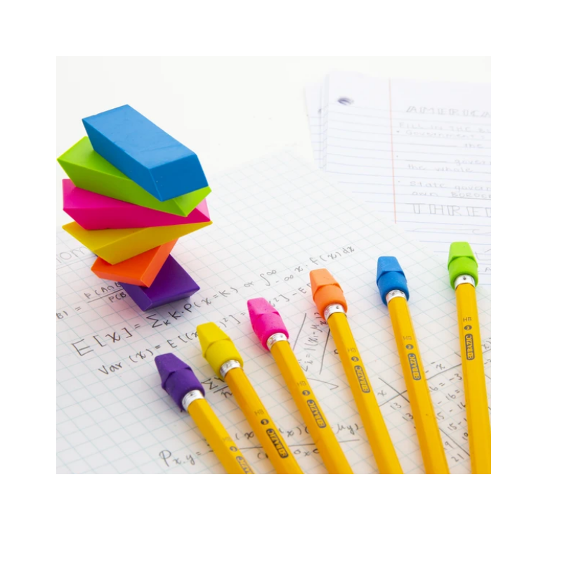BAZIC Neon Bevel Eraser (6/Pack)