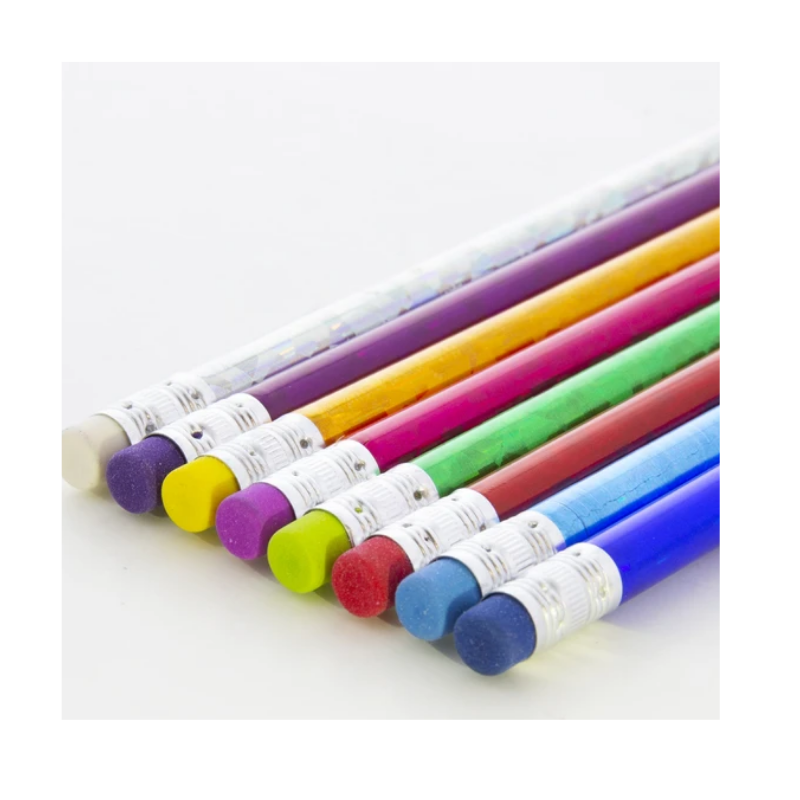 BAZIC Metallic Laser Foil Wood Pencil w/ Eraser (8/Pack)