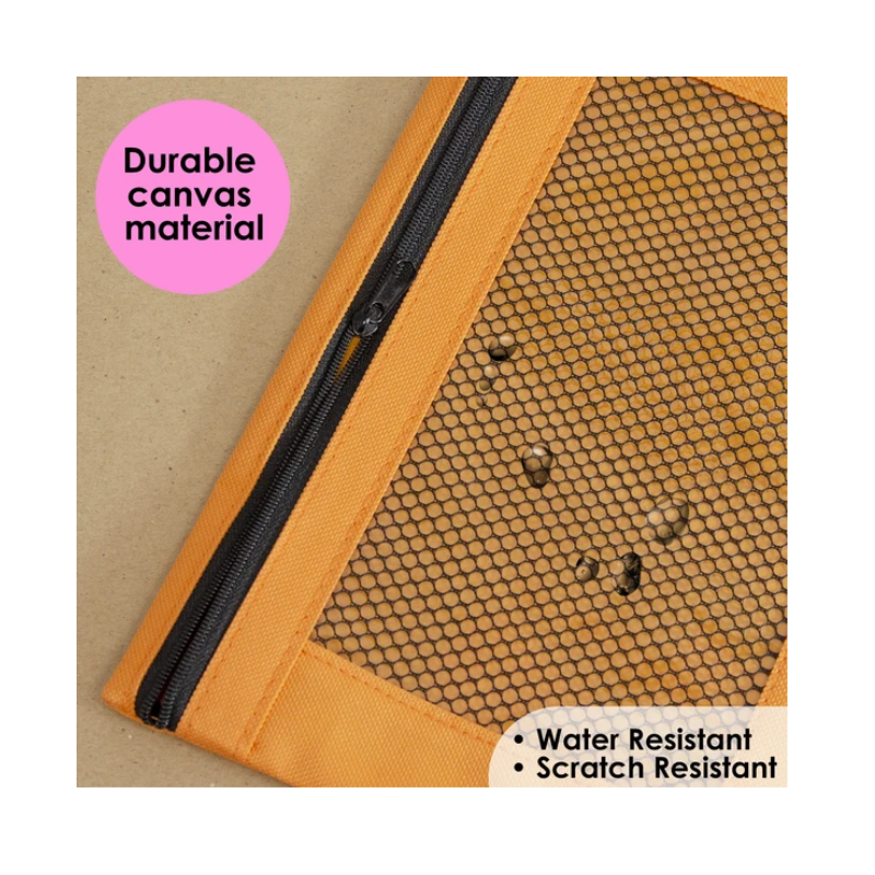 BAZIC Retro Color 3-Ring Pencil Pouch w/ Mesh Window