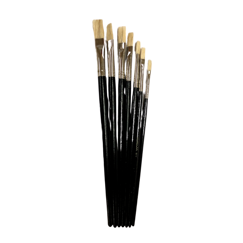 Scholar Flat White Bristles Long Handle Paint Brush