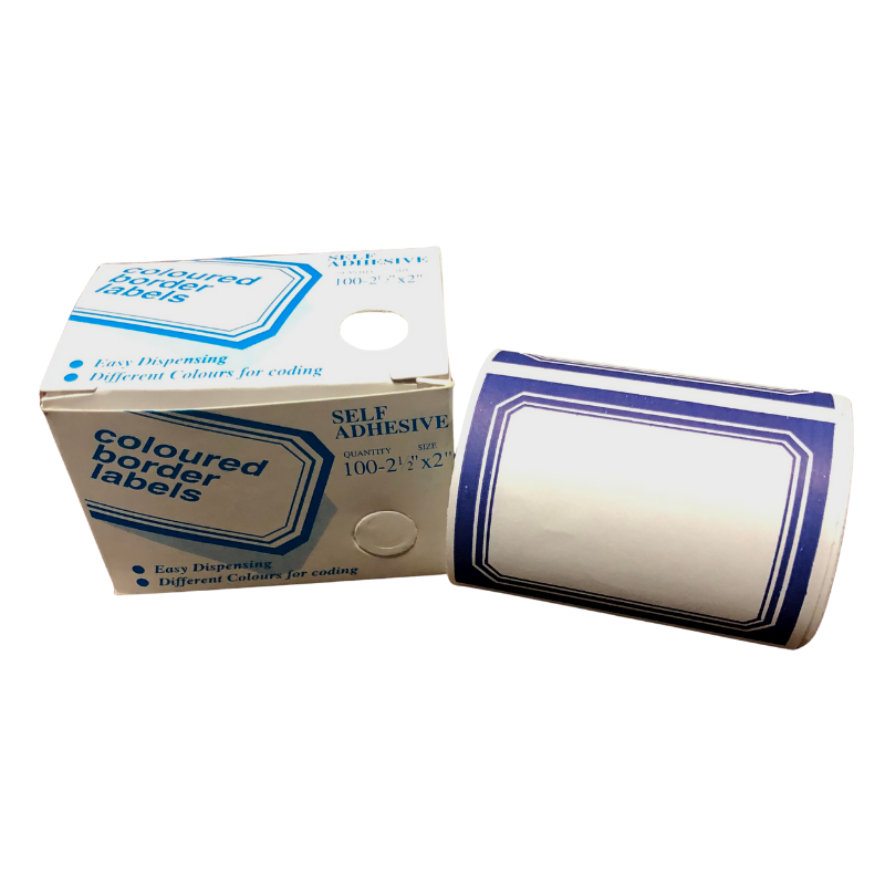 2" X 2.5" Blue Border Labels (100/Box)