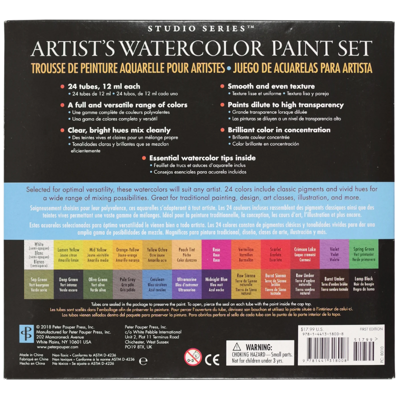 Peter Pauper Studio Series 24pc Artist's Watercolour Paint Set