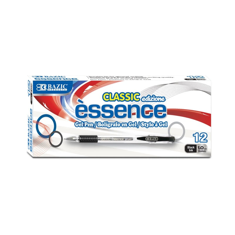 BAZIC Essence Gel Pen w/ Cushion Grip (12/Box) - Black