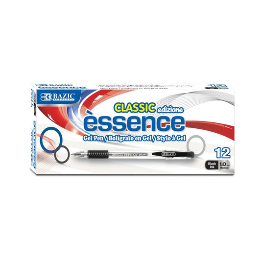 BAZIC Essence Gel Pen w/ Cushion Grip (12/Box) - Black