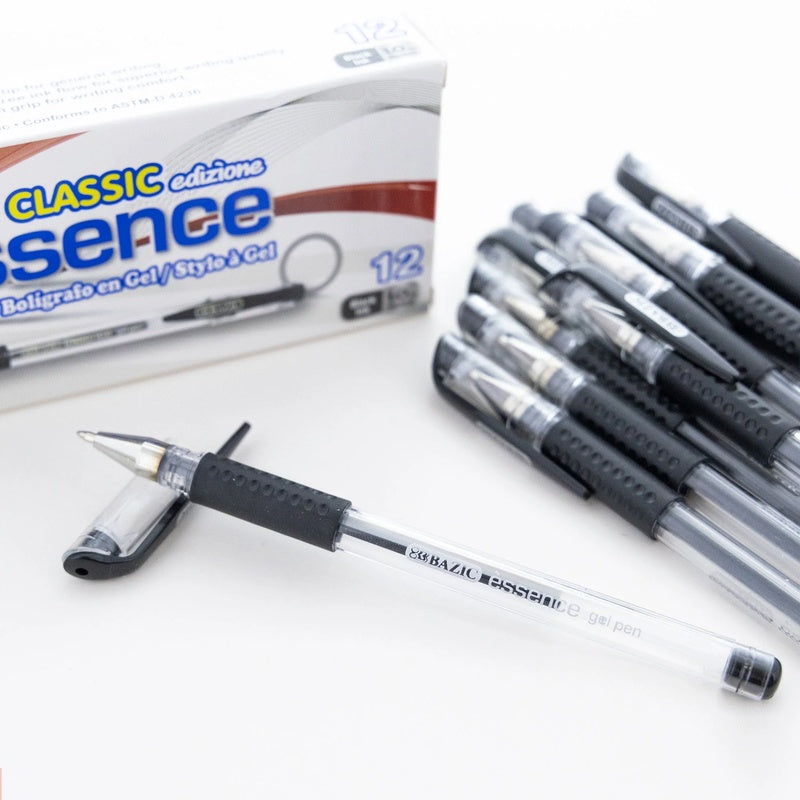 BAZIC Essence Gel Pen w/ Cushion Grip (12/Box) - Black