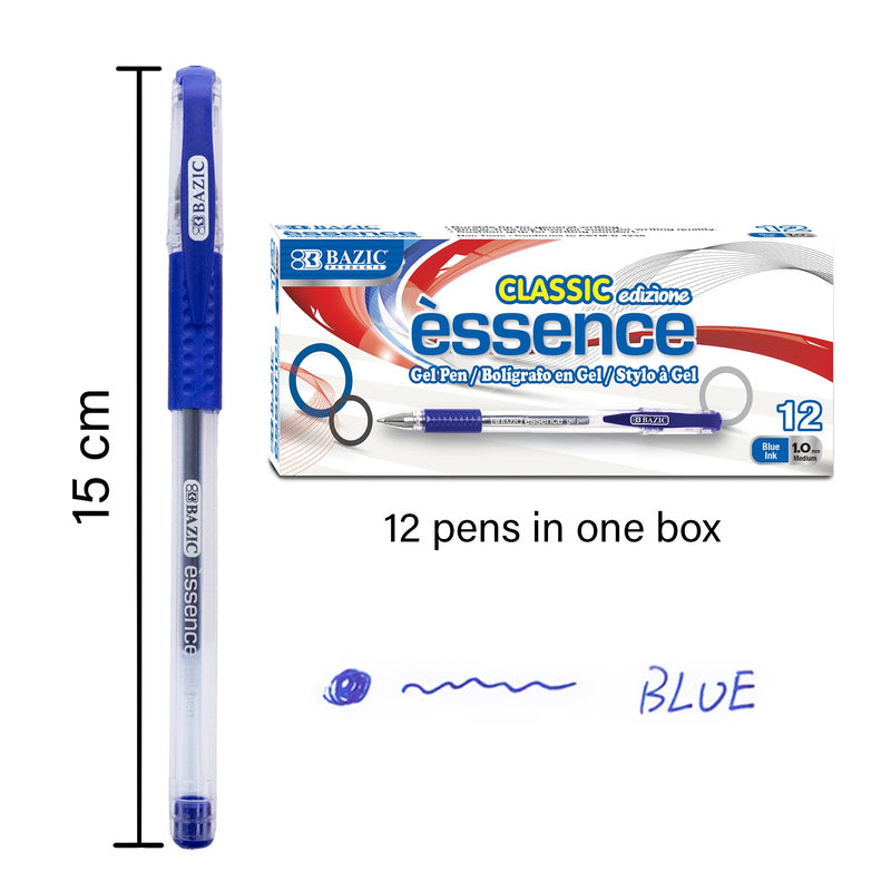 BAZIC Essence Gel Pen w/ Cushion Grip (12/Box) - Blue