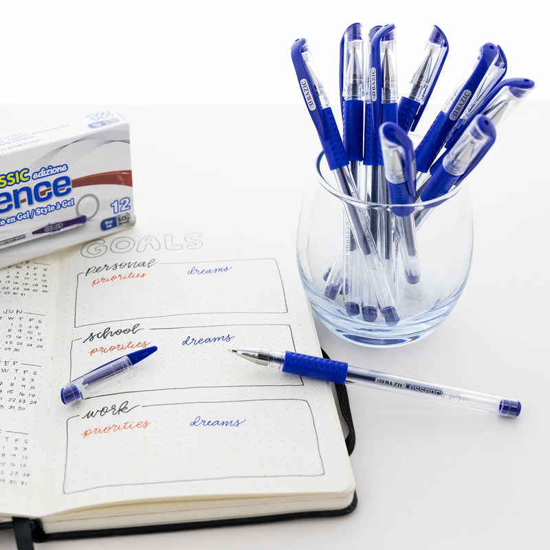 BAZIC Essence Gel Pen w/ Cushion Grip (12/Box) - Blue