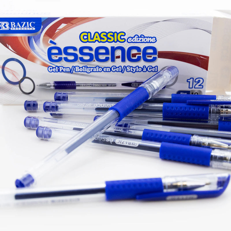 BAZIC Essence Gel Pen w/ Cushion Grip (12/Box) - Blue