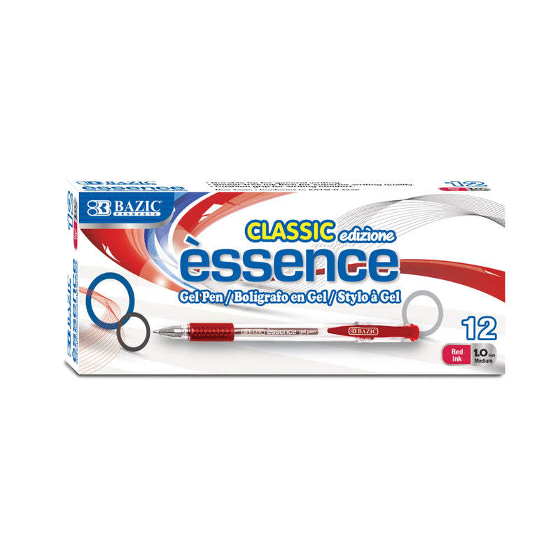 BAZIC Essence Gel Pen w/ Cushion Grip (12/Box) - Red
