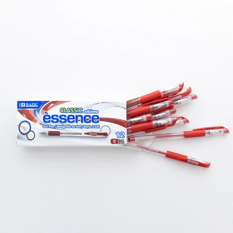 BAZIC Essence Gel Pen w/ Cushion Grip (12/Box) - Red