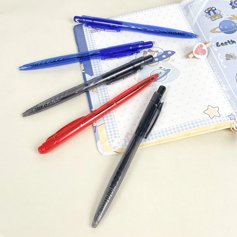 BAZIC Ixion Assorted Colour Retractable Ballpoint Pen (5/Pack)