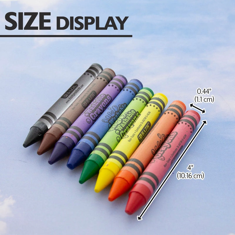 BAZIC Washable Premium Jumbo Crayons (8/Pack)