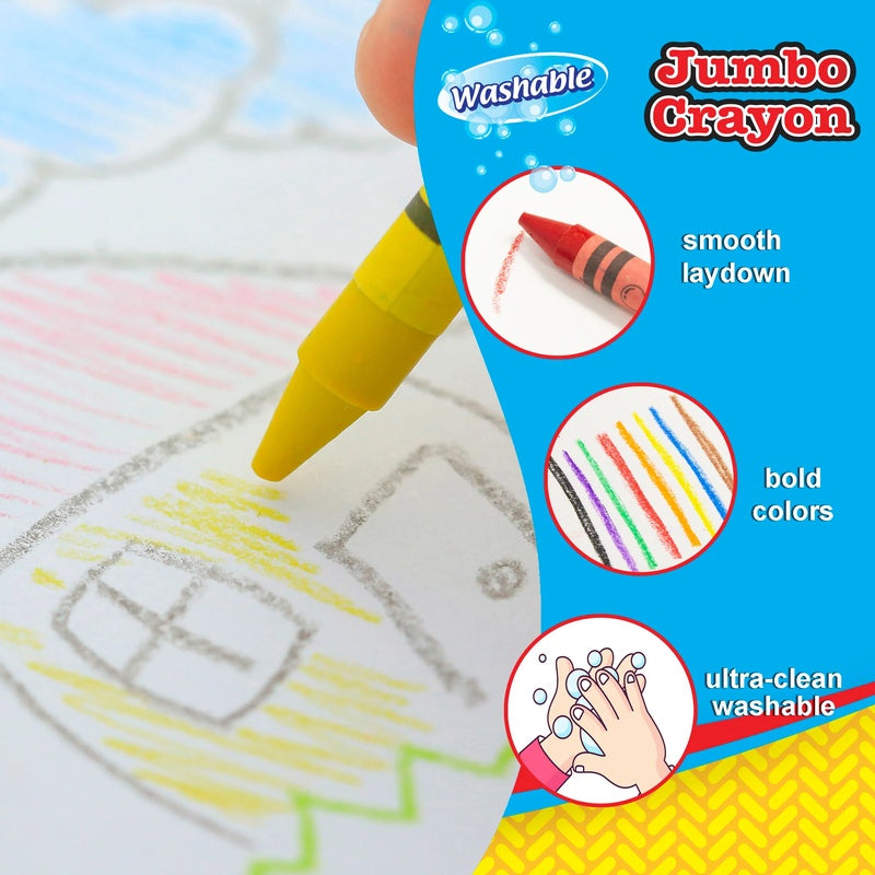 BAZIC Washable Premium Jumbo Crayons (8/Pack)