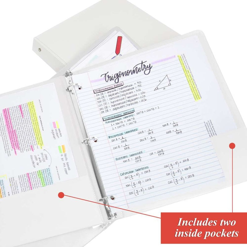 BAZIC 1" 3-Ring Binder w/ 2-Pockets - White