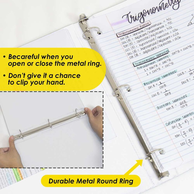 BAZIC 1" 3-Ring Binder w/ 2-Pockets - White