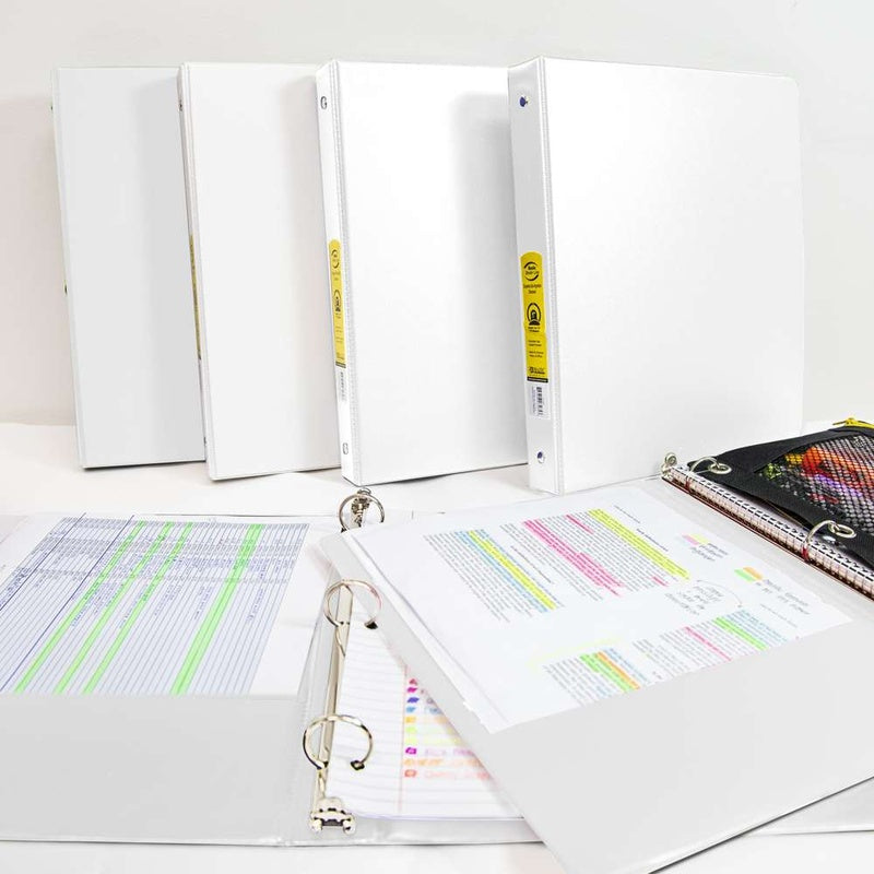 BAZIC 1" 3-Ring Binder w/ 2-Pockets - White