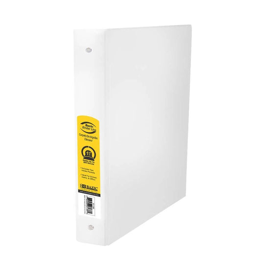 BAZIC 1.5" 3-Ring Binder w/ 2-Pockets - White
